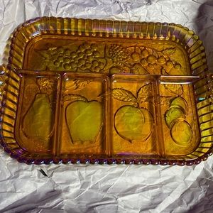 Vintage carnival marigold 4 footed oval bowl